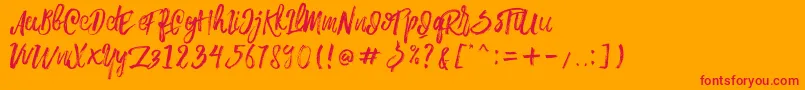 Rowo Typeface -Schriftart – Rote Schriften auf orangefarbenem Hintergrund