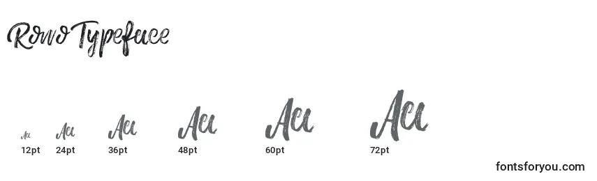 Rozmiary czcionki Rowo Typeface 