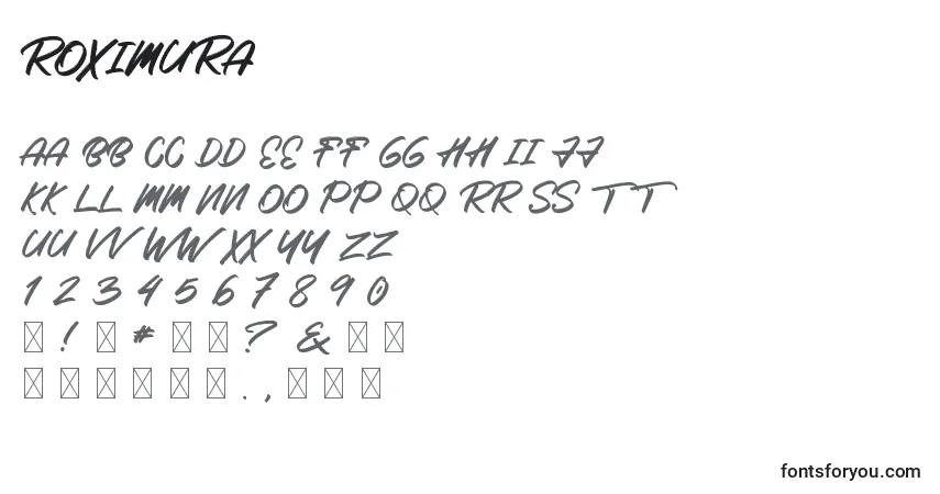 Czcionka Roximura – alfabet, cyfry, specjalne znaki