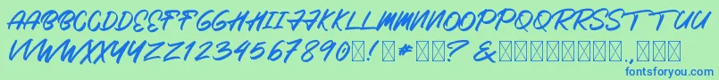 フォントRoximura – 青い文字は緑の背景です。