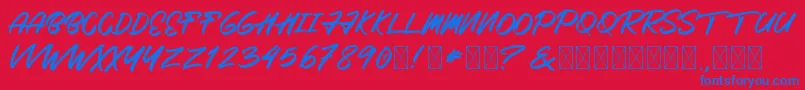 フォントRoximura – 赤い背景に青い文字