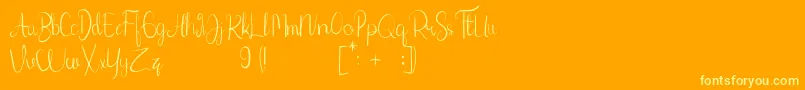 Roxxettefree-Schriftart – Gelbe Schriften auf orangefarbenem Hintergrund