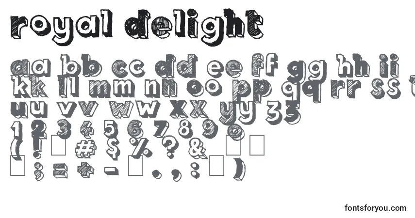 A fonte Royal Delight – alfabeto, números, caracteres especiais