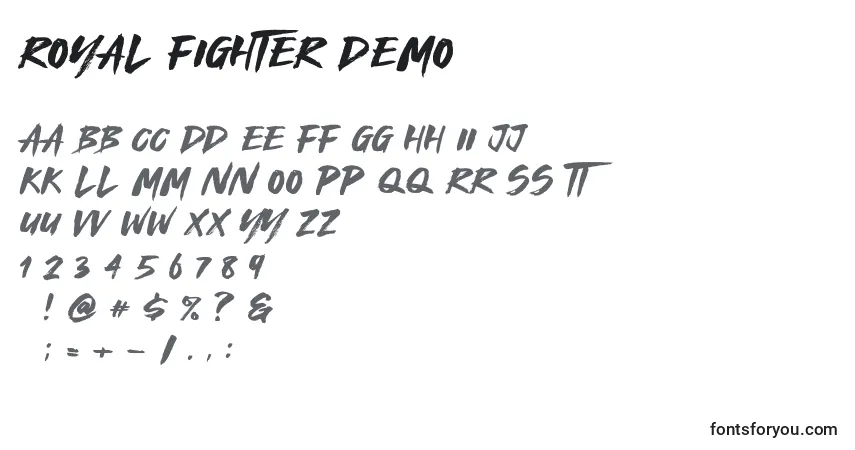 Шрифт Royal Fighter Demo – алфавит, цифры, специальные символы