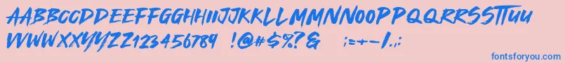 Weitere Informationen zur Royal Fighter-Schriftart Royal Fighter-Schriftart – Blaue Schriften auf rosa Hintergrund