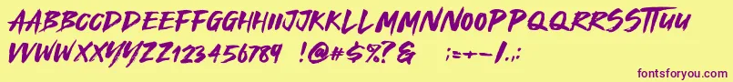 Royal Fighter Font – Purple Fonts on Yellow Background