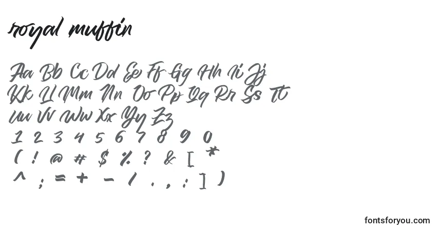 Schriftart Royal muffin – Alphabet, Zahlen, spezielle Symbole