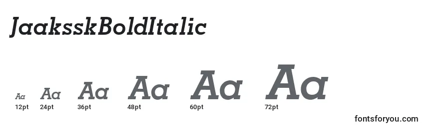 Размеры шрифта JaaksskBoldItalic