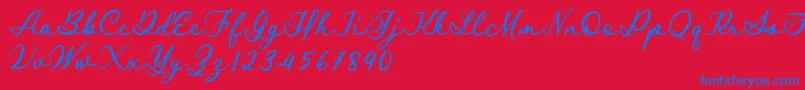 Royal Stamford demo-Schriftart – Blaue Schriften auf rotem Hintergrund