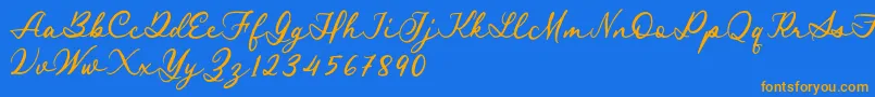 Fonte Royal Stamford demo – fontes laranjas em um fundo azul