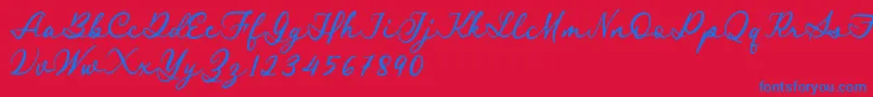 フォントRoyal Stamford demo – 赤い背景に青い文字