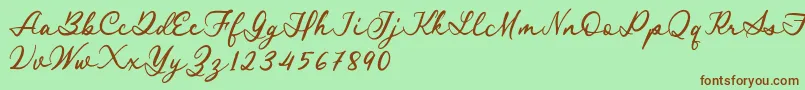 Royal Stamford demo-fontti – ruskeat fontit vihreällä taustalla