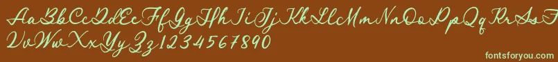 Шрифт Royal Stamford demo – зелёные шрифты на коричневом фоне