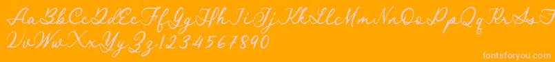 Royal Stamford demo-Schriftart – Rosa Schriften auf orangefarbenem Hintergrund