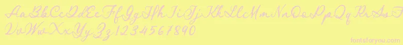 Шрифт Royal Stamford demo – розовые шрифты на жёлтом фоне