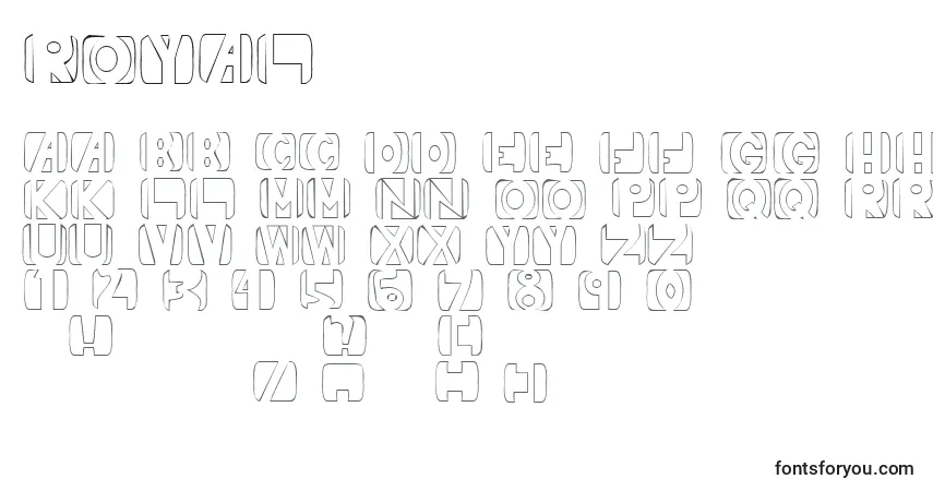 Schriftart Royal (139253) – Alphabet, Zahlen, spezielle Symbole