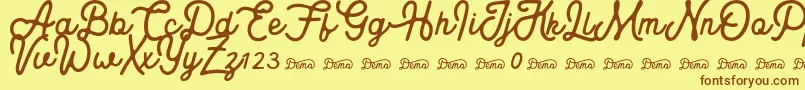 Royaland Clean Demo Version Font – Brown Fonts on Yellow Background