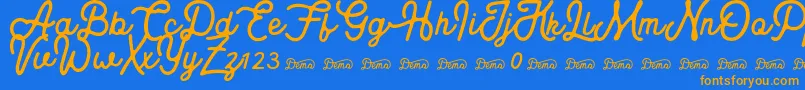 Royaland Clean Demo Version Font – Orange Fonts on Blue Background
