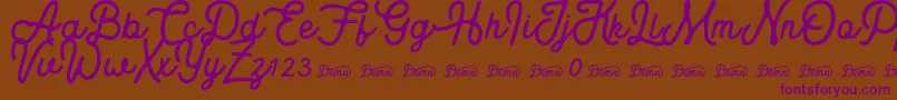 Royaland Clean Demo Version Font – Purple Fonts on Brown Background