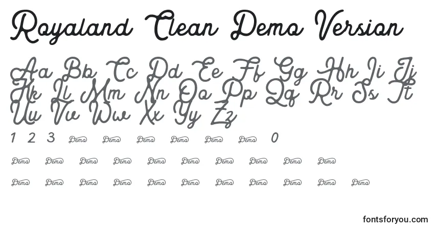 Czcionka Royaland Clean Demo Version (139255) – alfabet, cyfry, specjalne znaki
