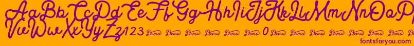 Royaland Clean Demo Version Font – Purple Fonts on Orange Background