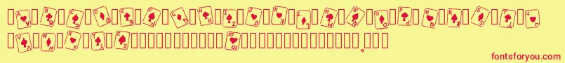 フォントRoyalFlush Basic Regular – 赤い文字の黄色い背景