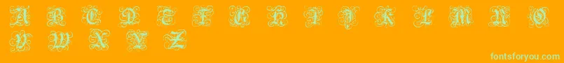 RoyalGothic-Schriftart – Grüne Schriften auf orangefarbenem Hintergrund