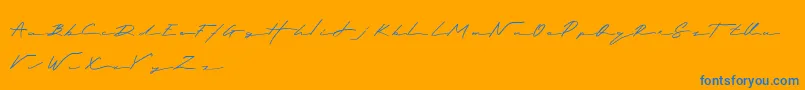Royalia-Schriftart – Blaue Schriften auf orangefarbenem Hintergrund