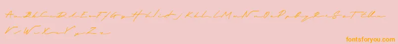 Royalia-Schriftart – Orangefarbene Schriften auf rosa Hintergrund