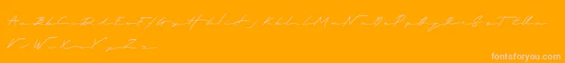 Royalia-Schriftart – Rosa Schriften auf orangefarbenem Hintergrund