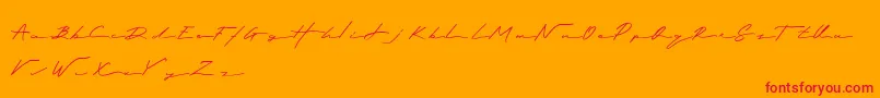 Royalia-Schriftart – Rote Schriften auf orangefarbenem Hintergrund