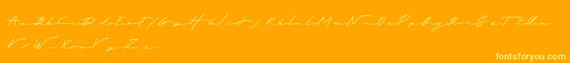 Royalia-Schriftart – Gelbe Schriften auf orangefarbenem Hintergrund