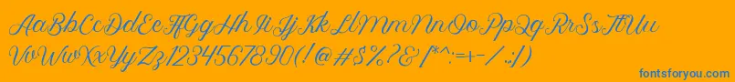 Royalite Script Font – Blue Fonts on Orange Background