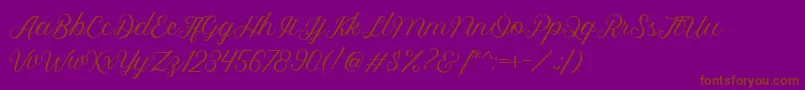 Royalite Script-Schriftart – Braune Schriften auf violettem Hintergrund