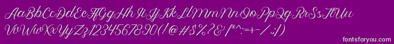 Royalite Script Font – Green Fonts on Purple Background