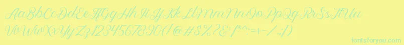 Royalite Script Font – Green Fonts on Yellow Background