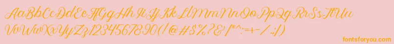 Fonte Royalite Script – fontes laranjas em um fundo rosa