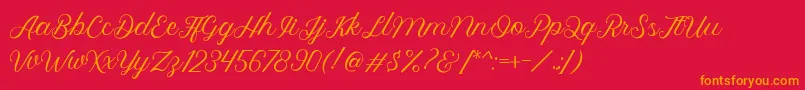 Royalite Script-Schriftart – Orangefarbene Schriften auf rotem Hintergrund