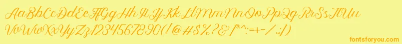 Royalite Script-fontti – oranssit fontit keltaisella taustalla