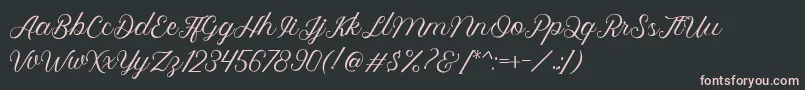 Royalite Script-fontti – vaaleanpunaiset fontit mustalla taustalla
