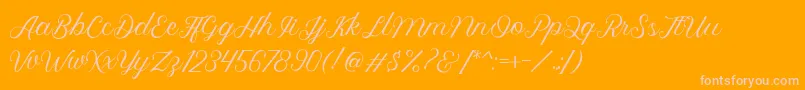 Fonte Royalite Script – fontes rosa em um fundo laranja