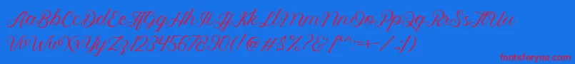 Royalite Script-Schriftart – Rote Schriften auf blauem Hintergrund