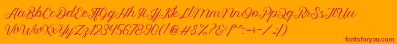 Royalite Script-Schriftart – Rote Schriften auf orangefarbenem Hintergrund