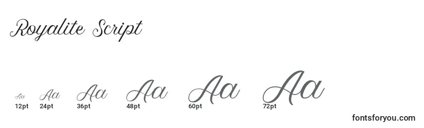 Размеры шрифта Royalite Script