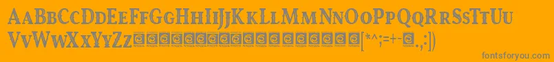 Weitere Informationen zur RoyalKing Free-Schriftart RoyalKing Free-Schriftart – Graue Schriften auf orangefarbenem Hintergrund