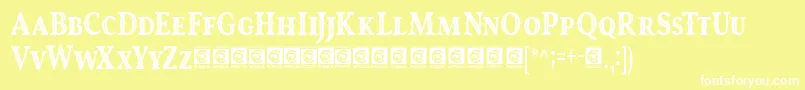 RoyalKing Free-Schriftart – Weiße Schriften auf gelbem Hintergrund
