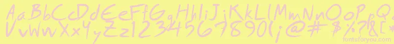 ROYFRG  -fontti – vaaleanpunaiset fontit keltaisella taustalla