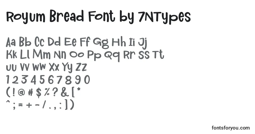 Czcionka Royum Bread Font by 7NTypes – alfabet, cyfry, specjalne znaki