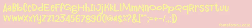 Saiba mais sobre a fonte Royum Bread Font by 7NTypes Fonte Royum Bread Font by 7NTypes – fontes amarelas em um fundo rosa