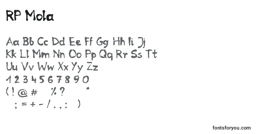 A fonte RP Mola – alfabeto, números, caracteres especiais